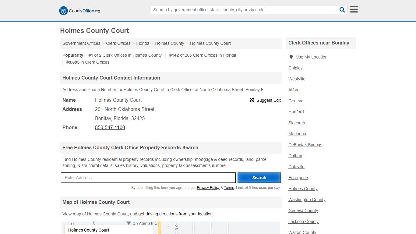 Holmes County Court - Bonifay, FL (Address and Phone)