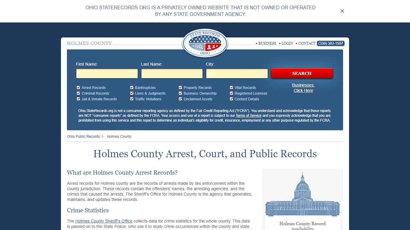 Holmes County Arrest, Court, and Public Records