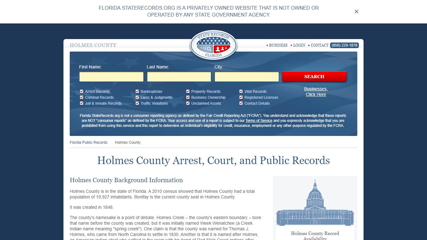 Holmes County Arrest, Court, and Public Records