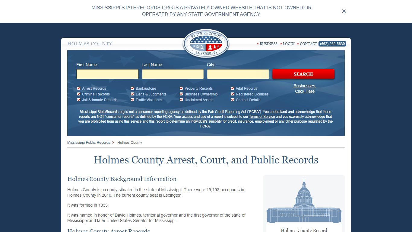 Holmes County Arrest, Court, and Public Records