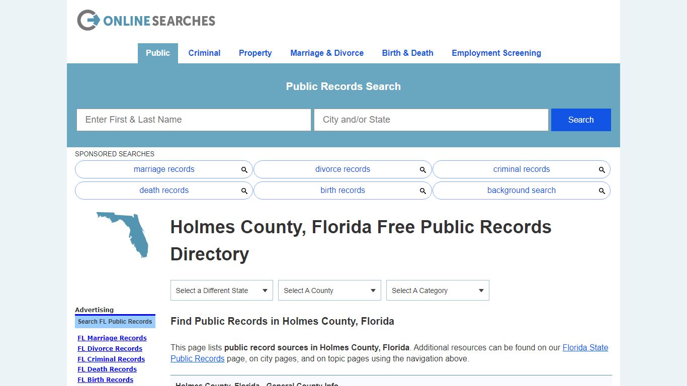 Holmes County, Florida Public Records Directory - OnlineSearches.com